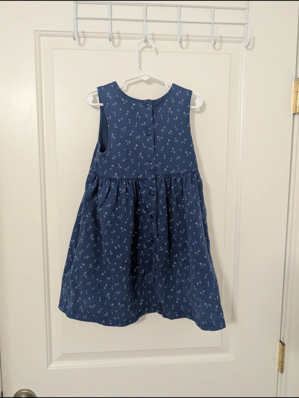 Vintage Gymboree Indigo Florals Blue Reversible Dress Girls Large L